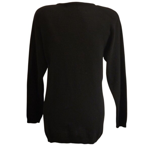 Vintage Petite Sophisticate Lambswool and Angora Polka Dot Long Black Sweater - Picture 5 of 9